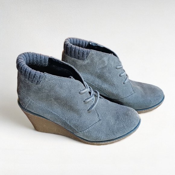 Lacoste Gray Suede Leren Lace Up Wedge Boots in Size 6 - Picture 2 of 13